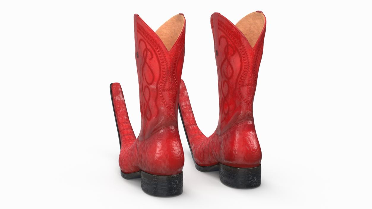 3D model Mexican Guarachero Boots Red 2