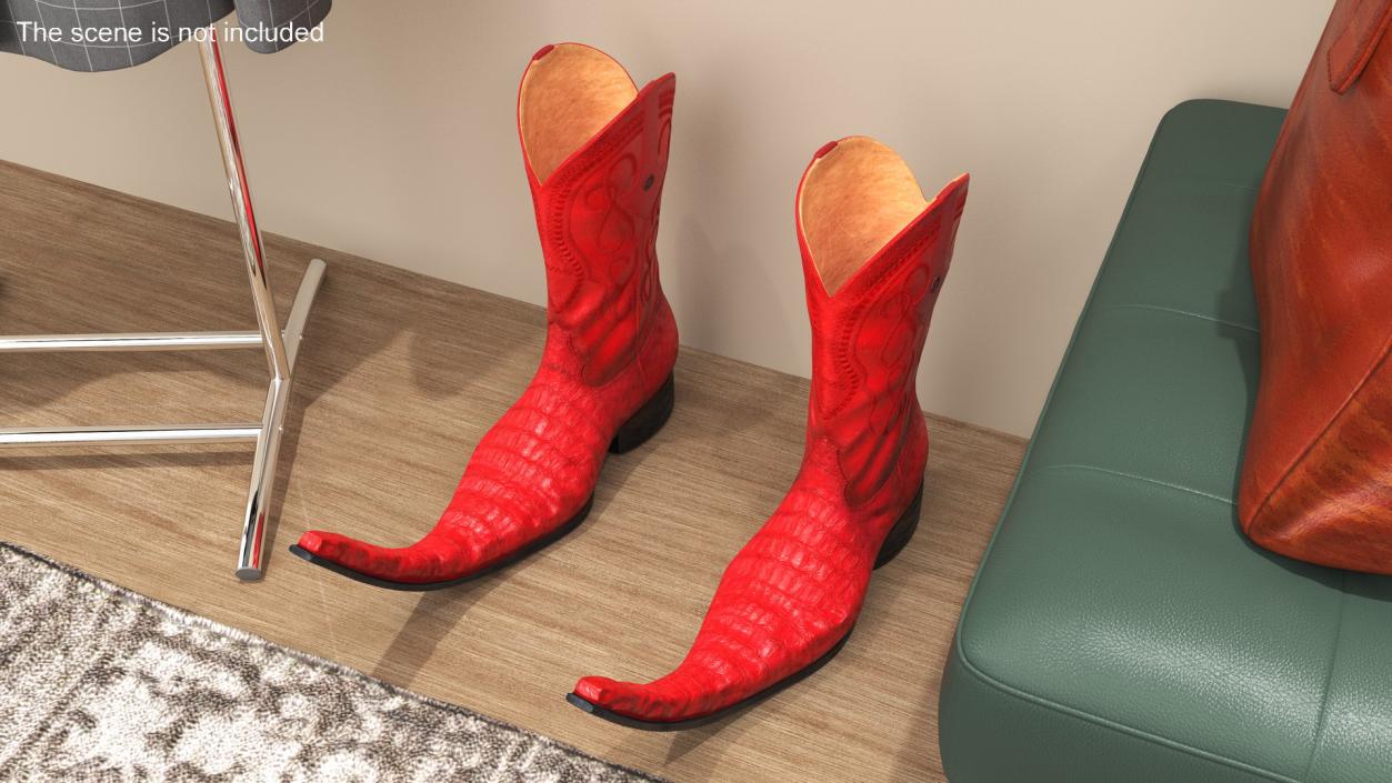 3D model Mexican Guarachero Boots Red 2