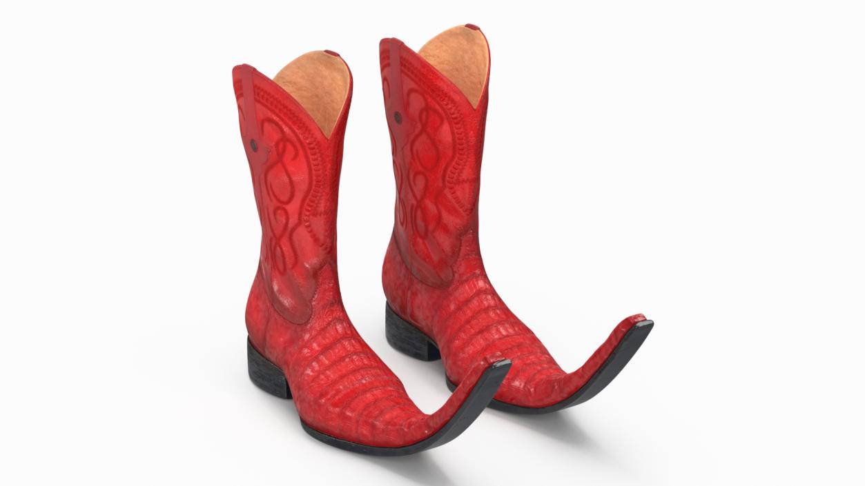 3D model Mexican Guarachero Boots Red 2