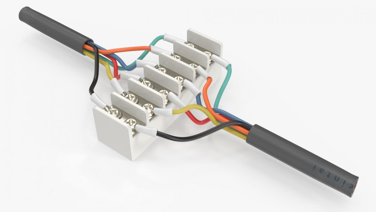 3D Electrical Wires Connection 6 Position Barrier Terminal Strip