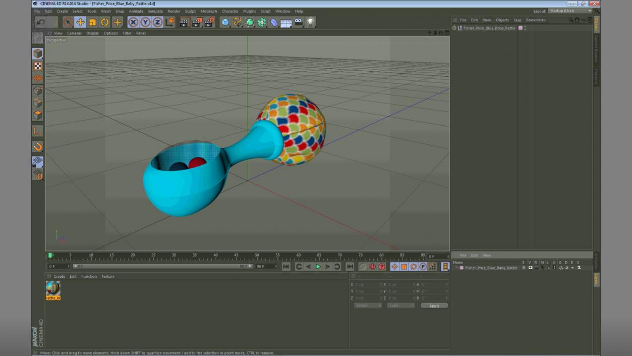 Fisher Price Blue Baby Rattle 3D model