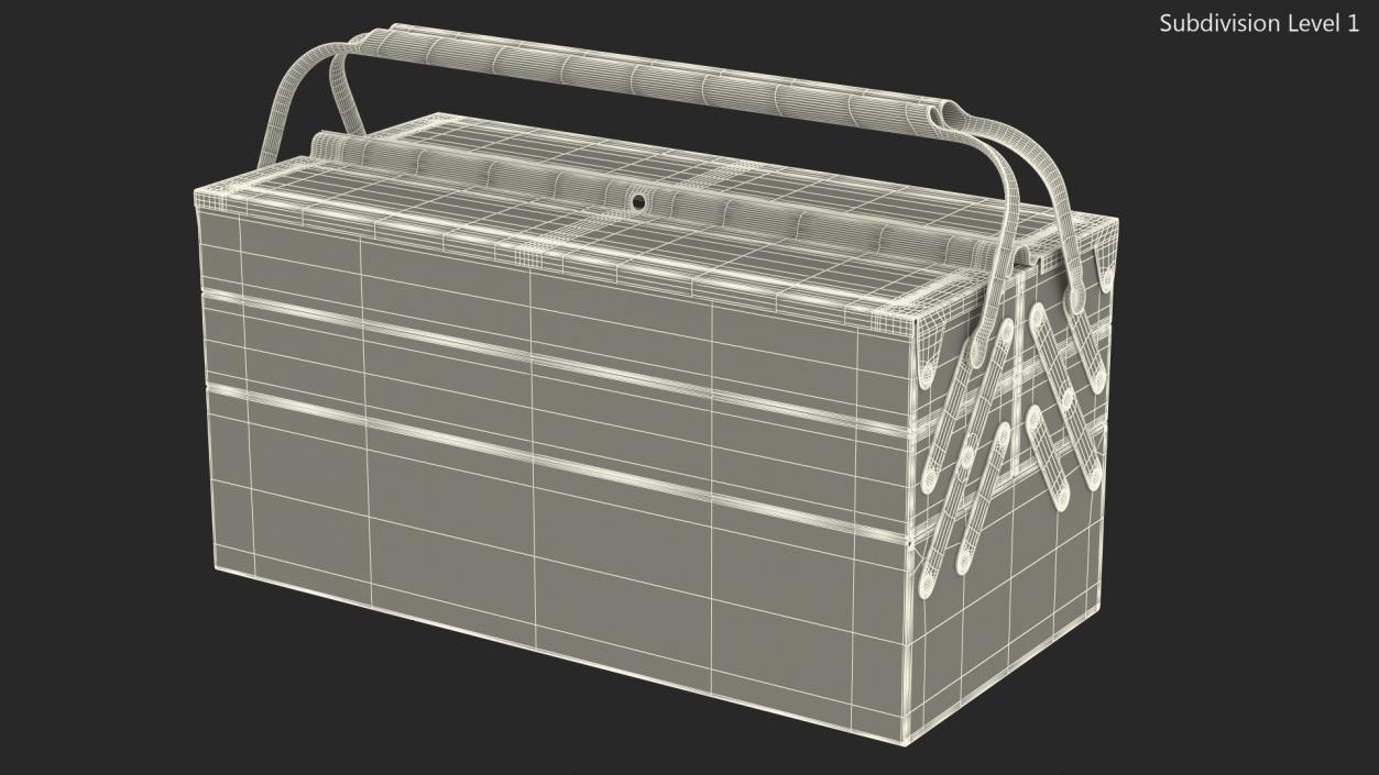 3D model Steel Toolbox with 5 Compartments Blue Rigged