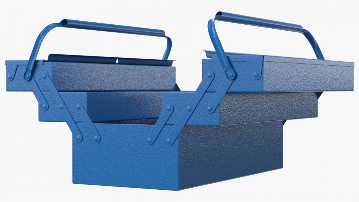 3D model Steel Toolbox with 5 Compartments Blue Rigged