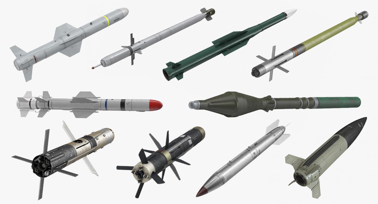 3D Millitary Missiles and Rockets 3D Models Collection