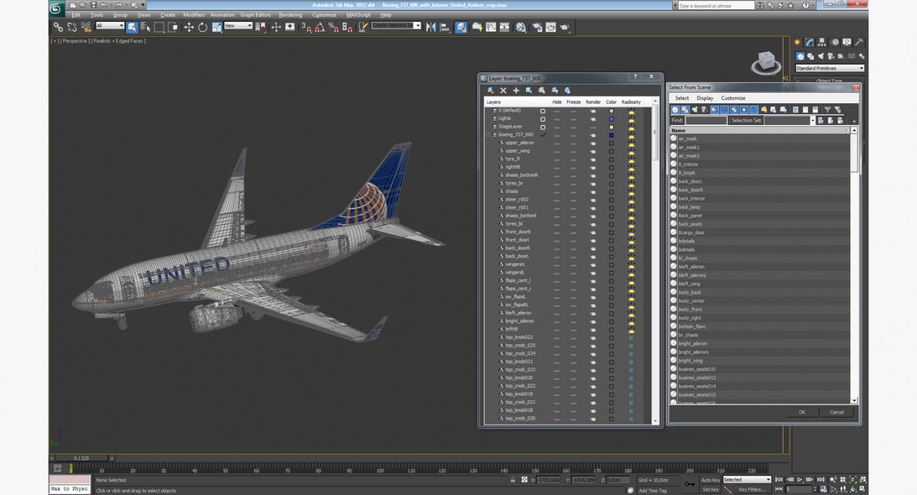 Boeing 737-600 with Interior United Airlines 3D model