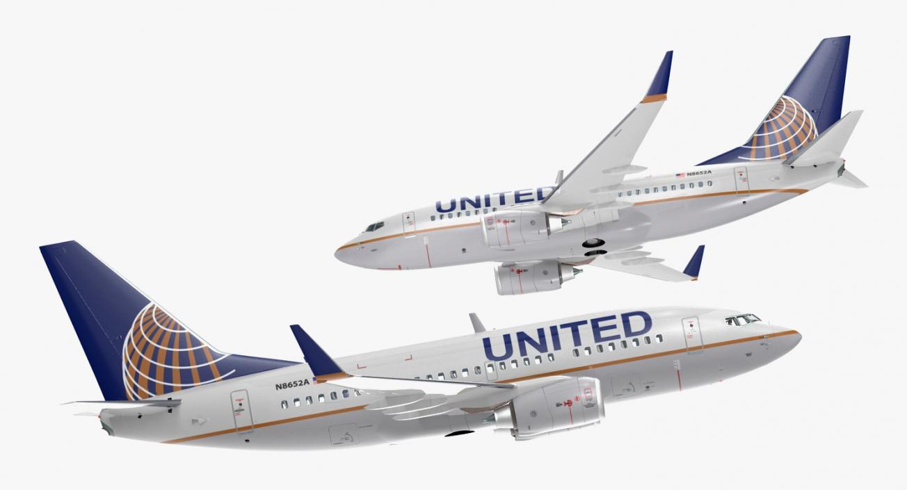 Boeing 737-600 with Interior United Airlines 3D model