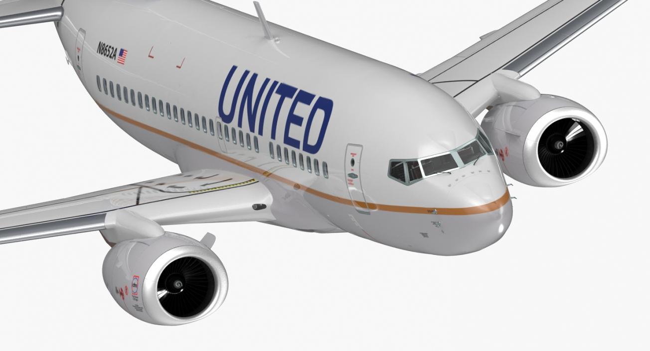 Boeing 737-600 with Interior United Airlines 3D model