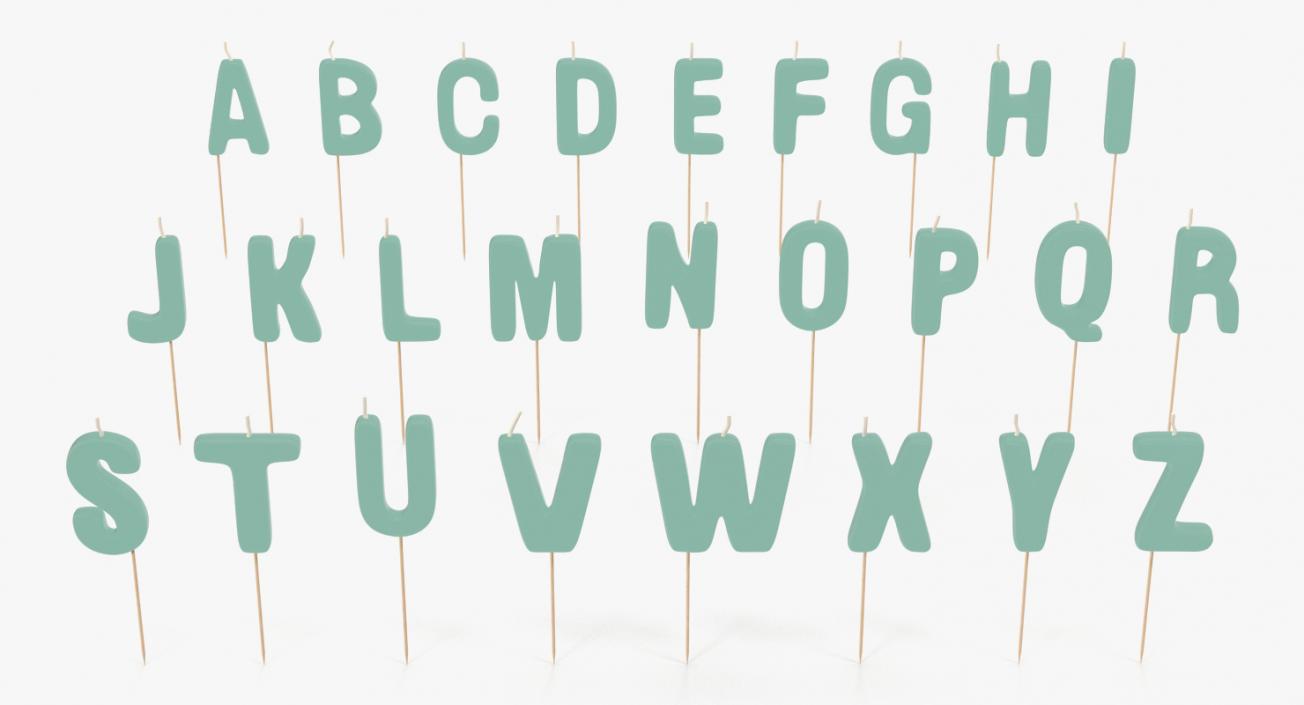 Alphabet Birthday Candles Set 3D model