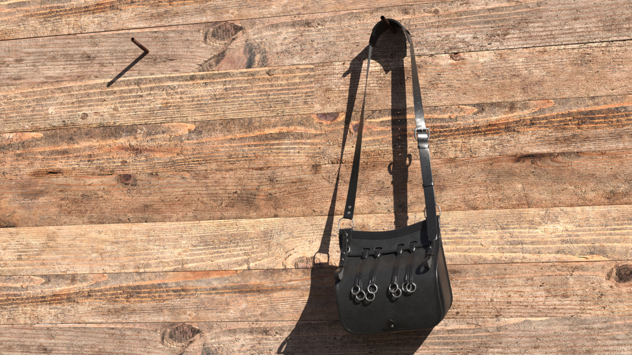 3D Original Hunting Leather Shoulder Bag in Black