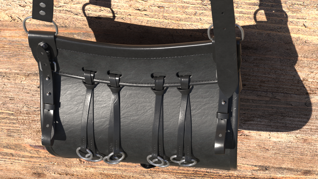 3D Original Hunting Leather Shoulder Bag in Black