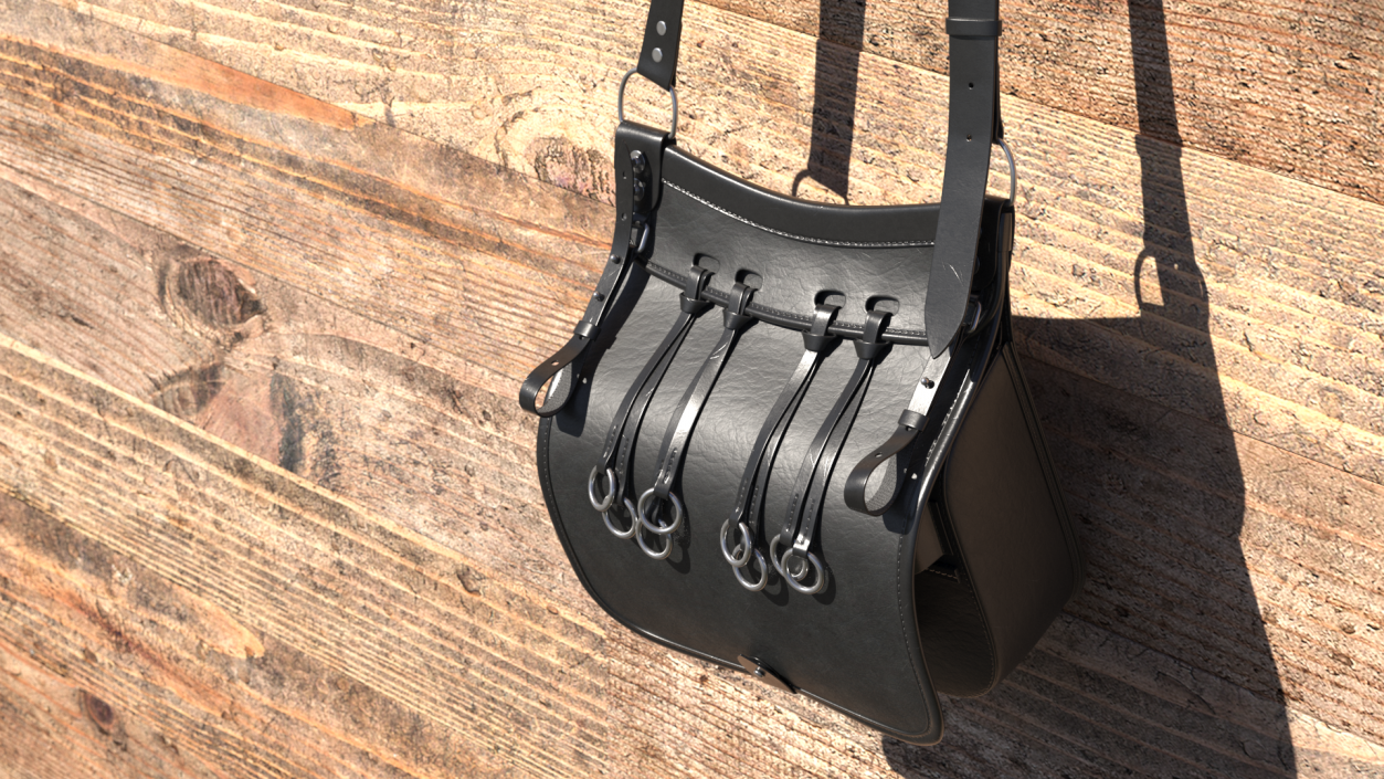 3D Original Hunting Leather Shoulder Bag in Black