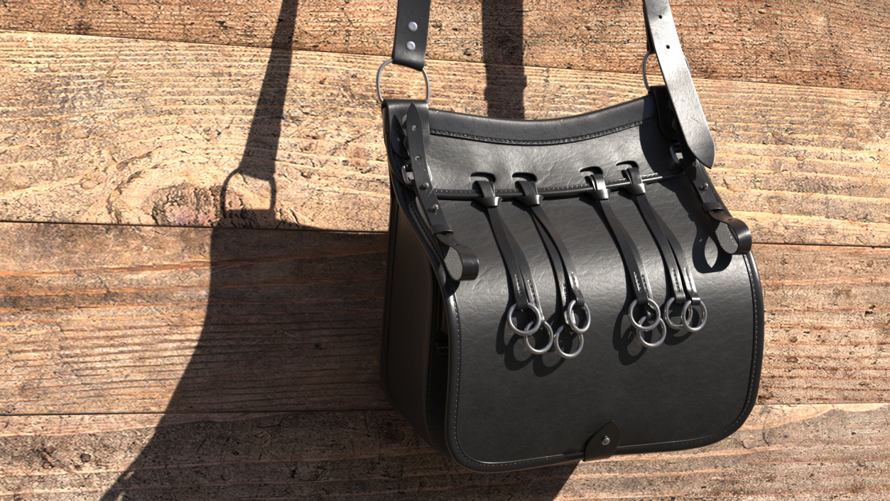 3D Original Hunting Leather Shoulder Bag in Black