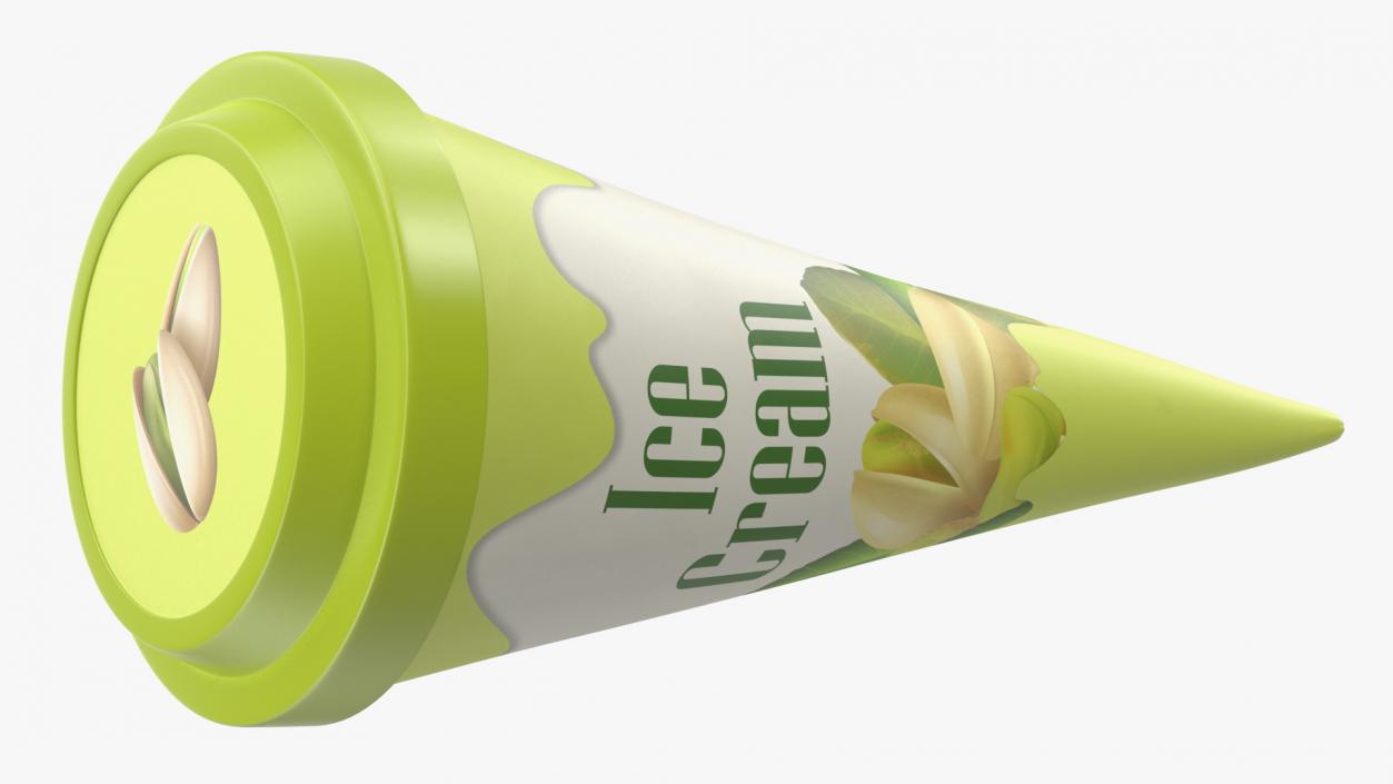 3D model Cone Ice Cream with Cap Mockup Pistachio