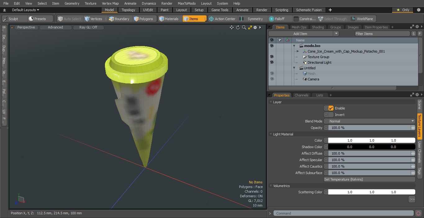 3D model Cone Ice Cream with Cap Mockup Pistachio