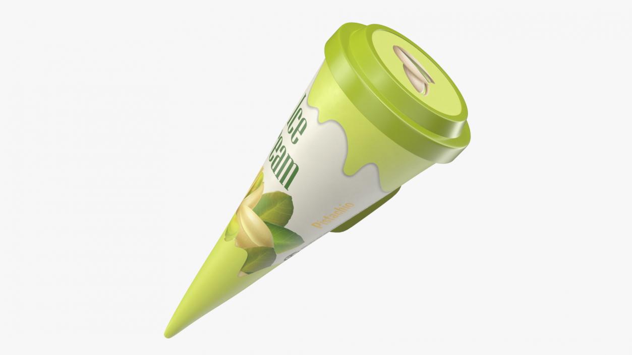 3D model Cone Ice Cream with Cap Mockup Pistachio