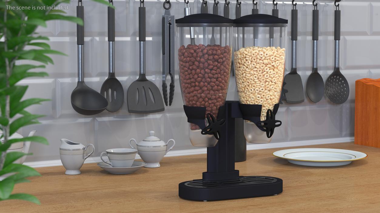 3D Dispensers for Dry Food with Cereal Black