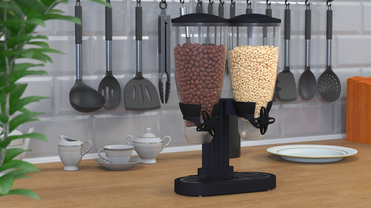 3D Dispensers for Dry Food with Cereal Black