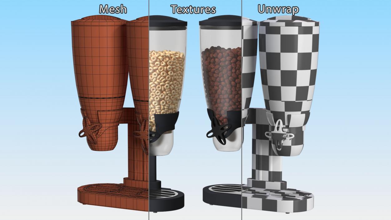 3D Dispensers for Dry Food with Cereal Black