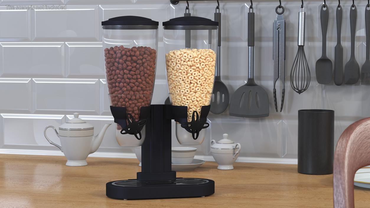 3D Dispensers for Dry Food with Cereal Black