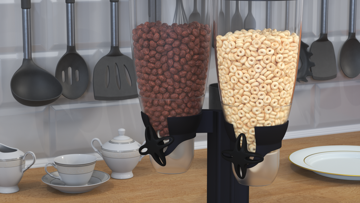 3D Dispensers for Dry Food with Cereal Black