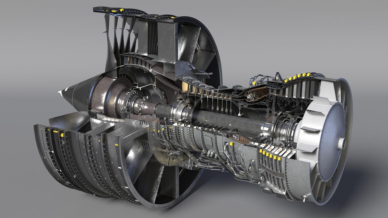 3D Aircraft Engine Canada PT6 Sectioned