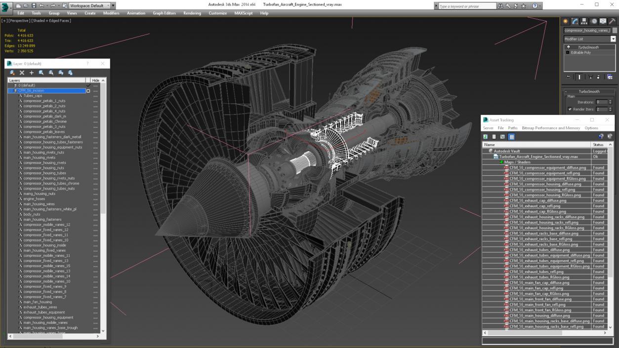 3D Aircraft Engine Canada PT6 Sectioned