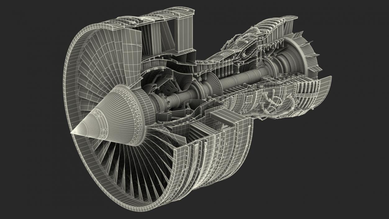 3D Aircraft Engine Canada PT6 Sectioned