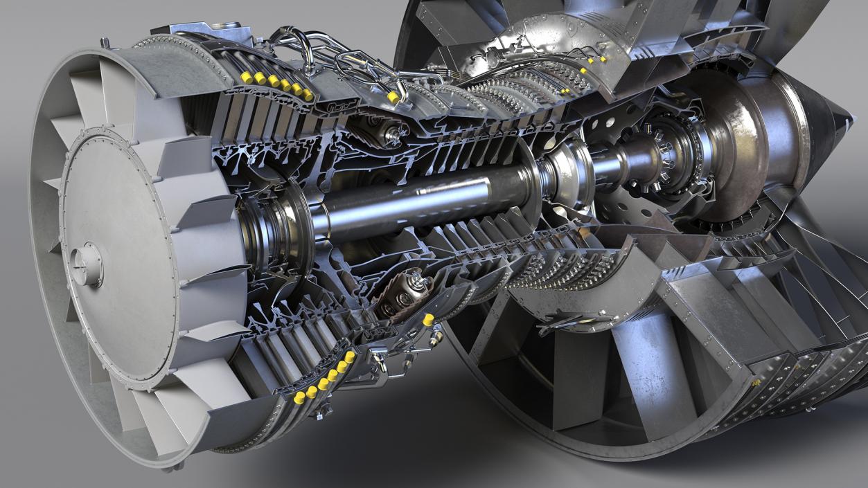 3D Aircraft Engine Canada PT6 Sectioned