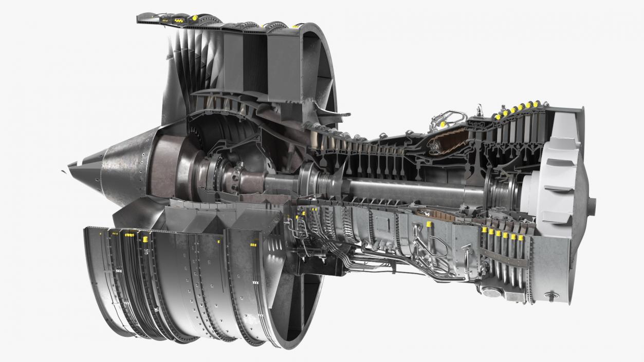 3D Aircraft Engine Canada PT6 Sectioned