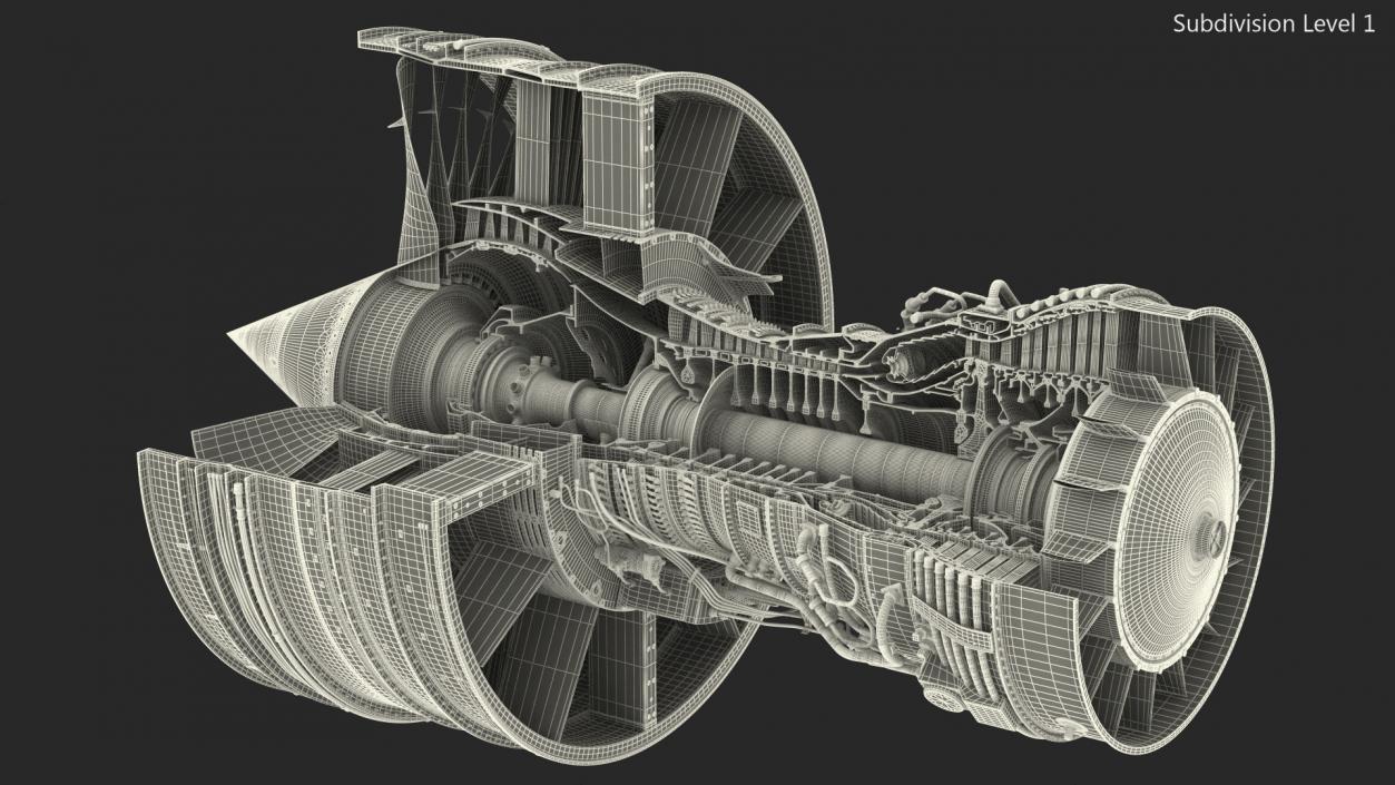 3D Aircraft Engine Canada PT6 Sectioned