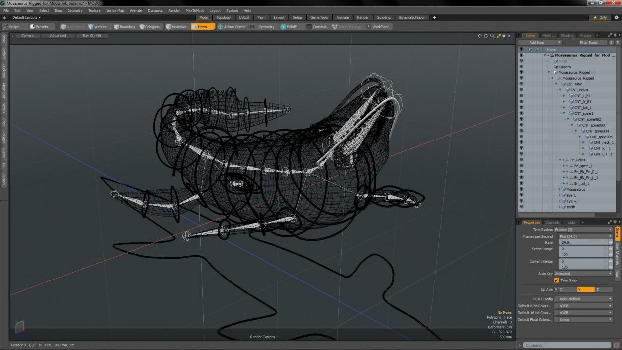 3D Mosasaurus Rigged for Modo