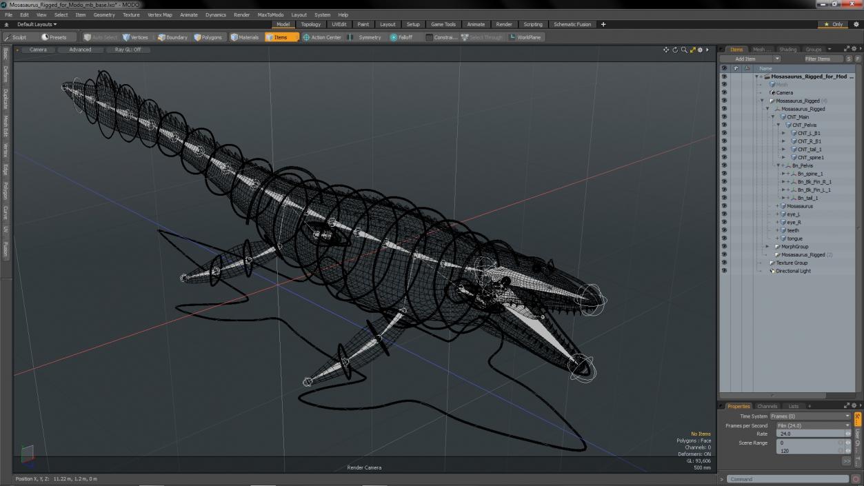 3D Mosasaurus Rigged for Modo