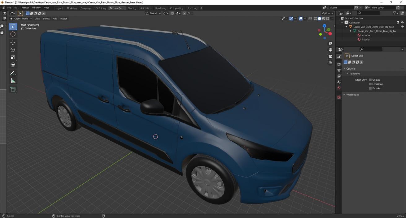 3D model Cargo Van Barn Doors Blue