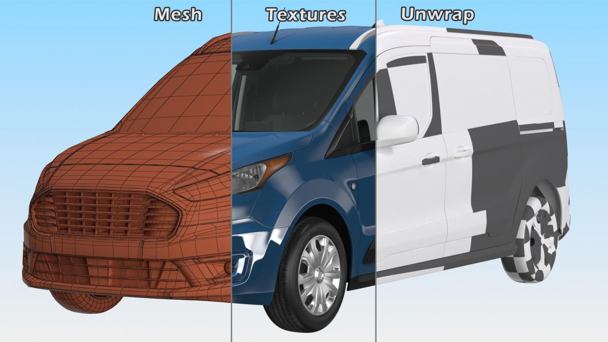 3D model Cargo Van Barn Doors Blue