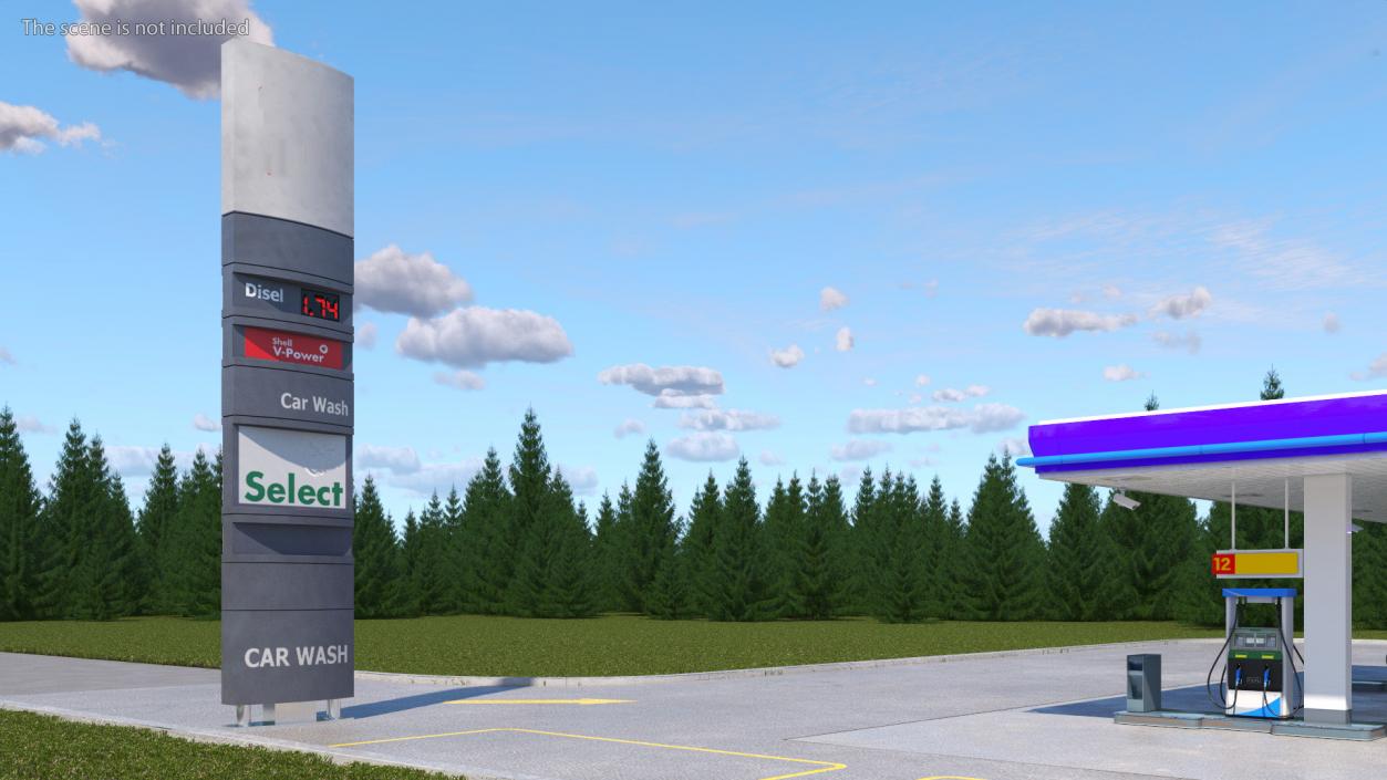 Gas Station Advertisement Column 3D