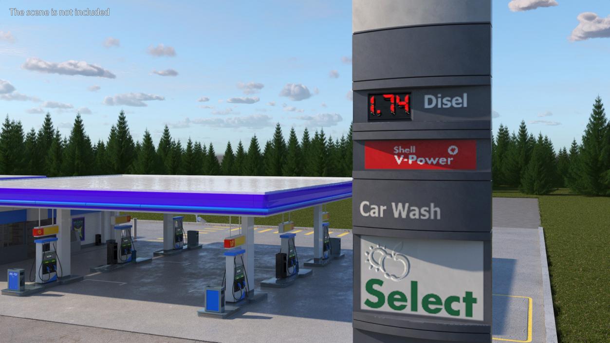 Gas Station Advertisement Column 3D