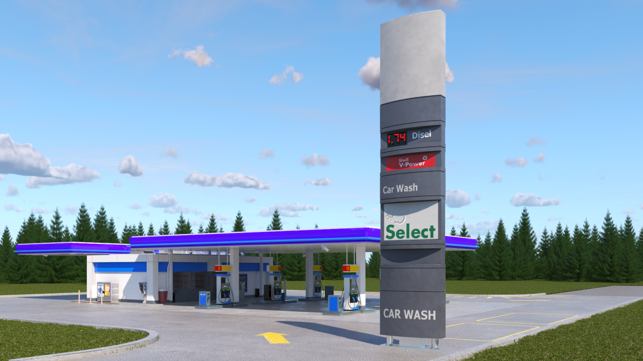 Gas Station Advertisement Column 3D