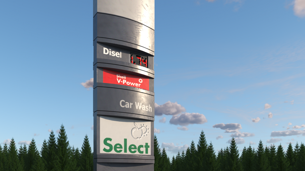 Gas Station Advertisement Column 3D