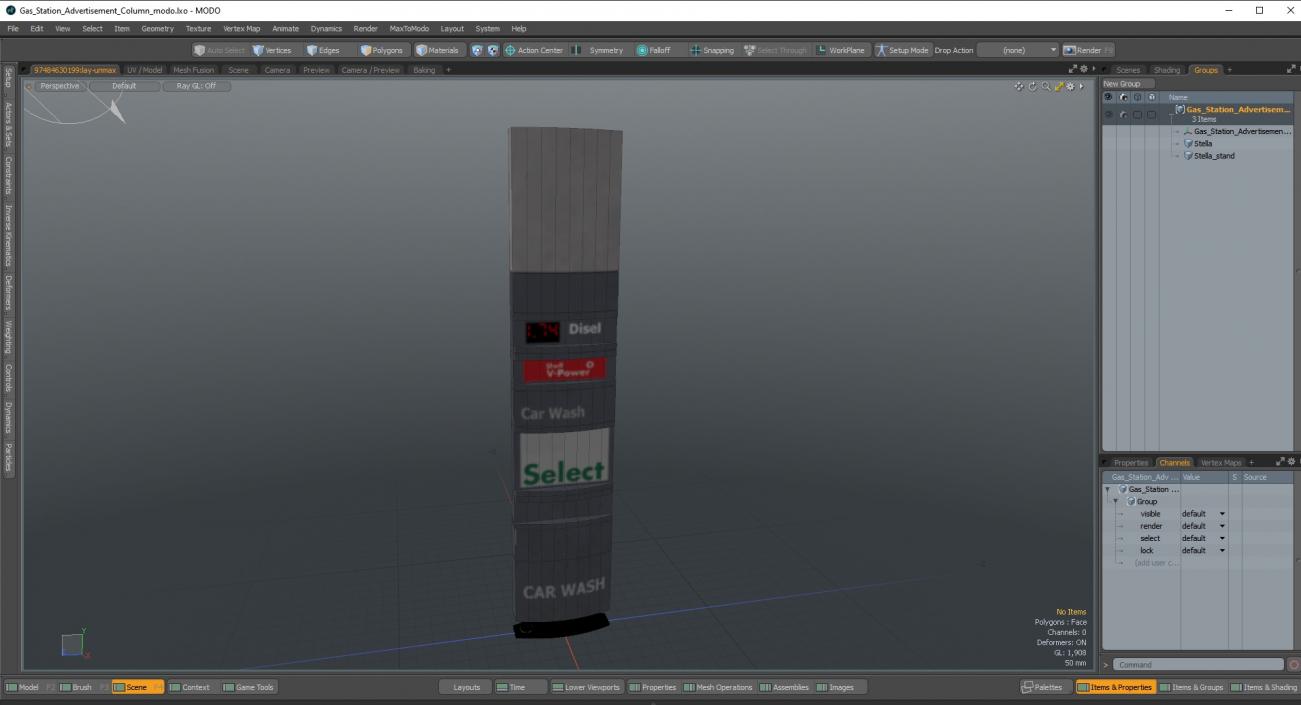 Gas Station Advertisement Column 3D