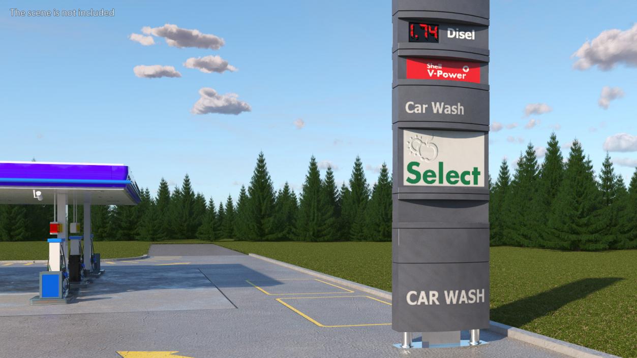 Gas Station Advertisement Column 3D