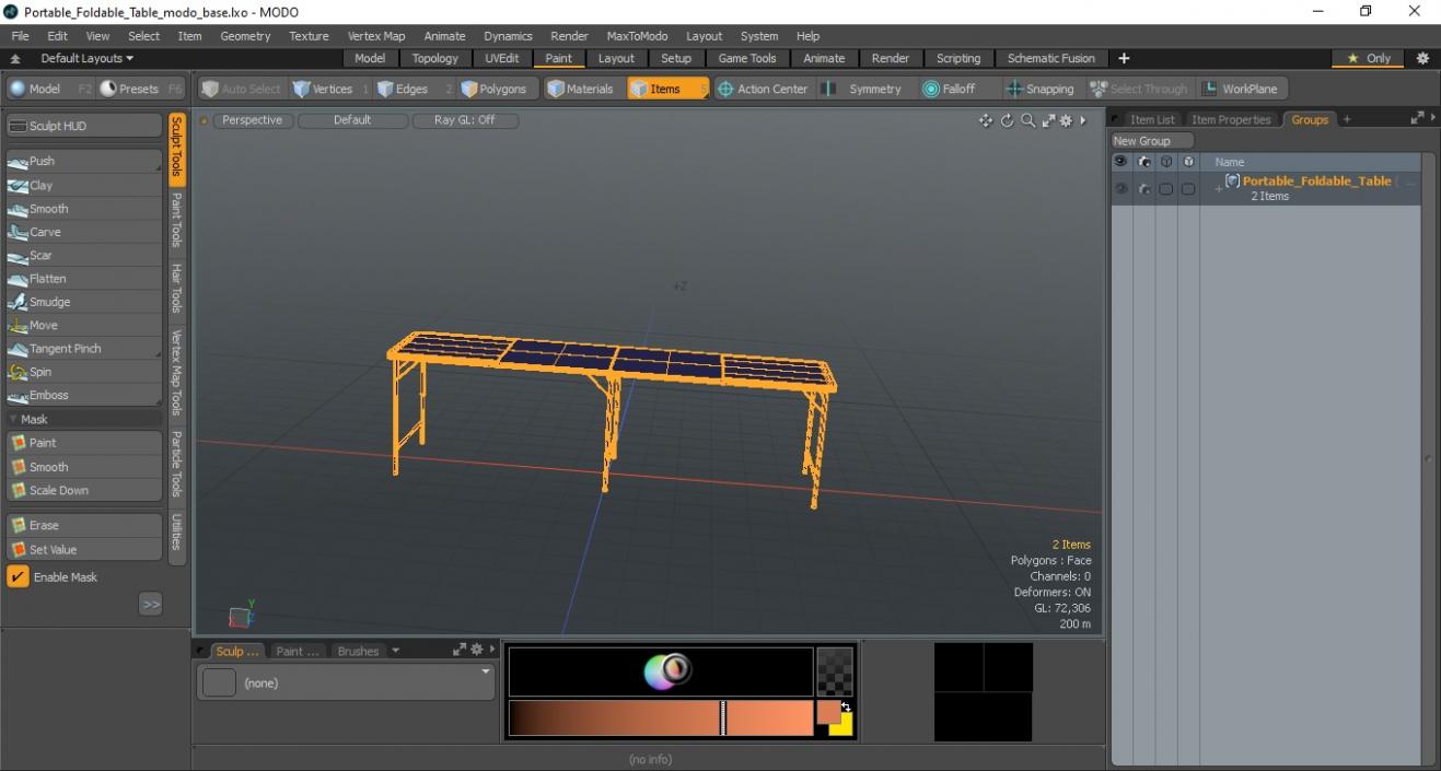 3D Portable Foldable Table model