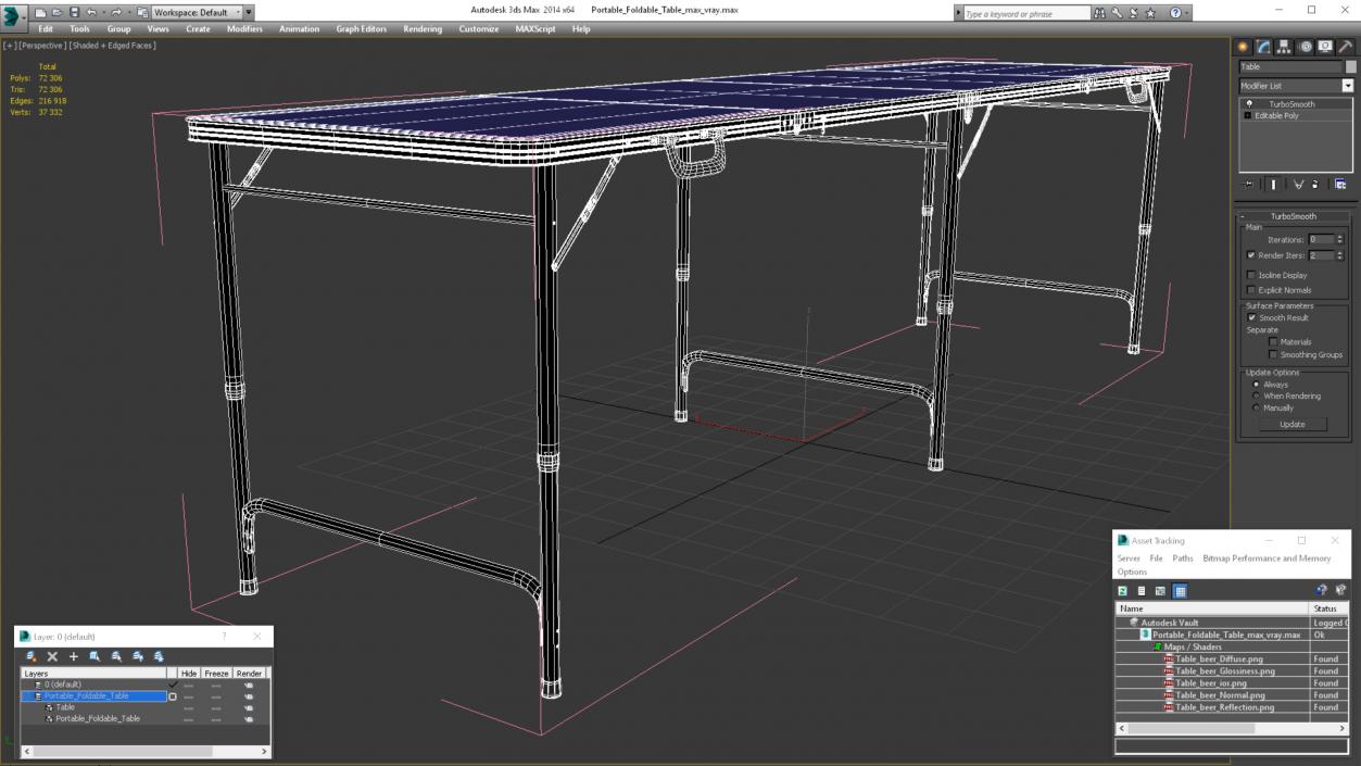 3D Portable Foldable Table model