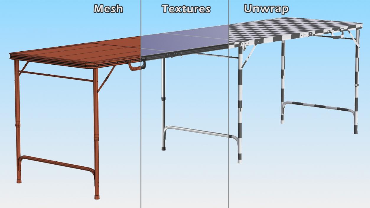 3D Portable Foldable Table model