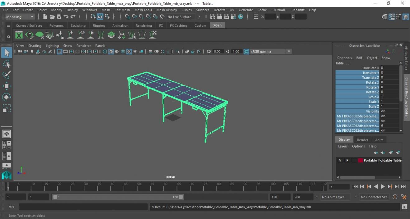 3D Portable Foldable Table model