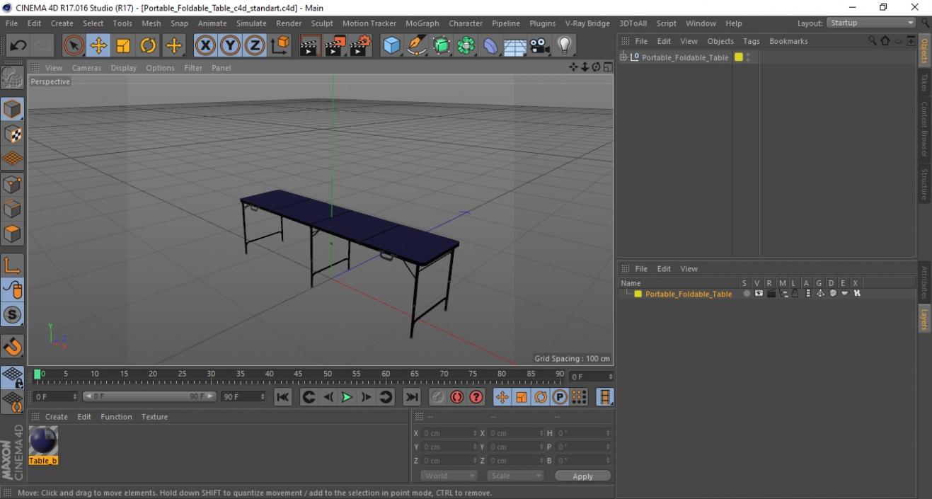 3D Portable Foldable Table model