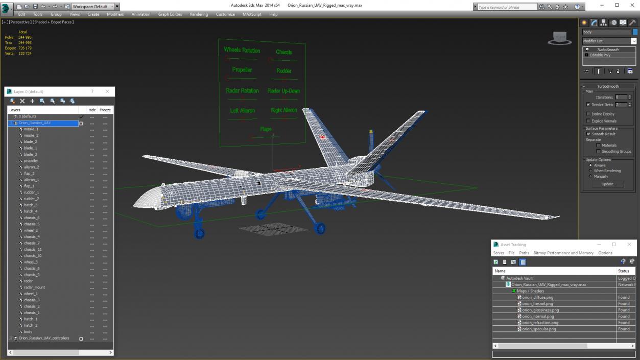 Orion Russian UAV Rigged 3D model