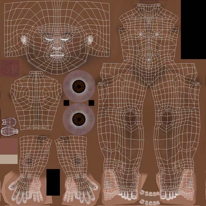 Light Skin Black Man in Swimwear Rigged 3D model