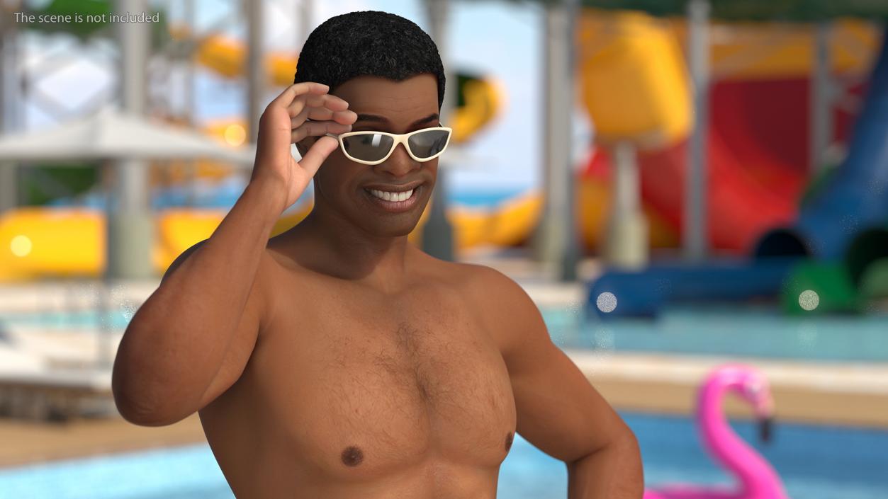 Light Skin Black Man in Swimwear Rigged 3D model