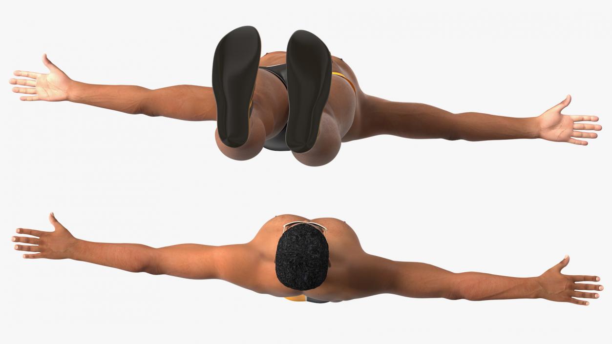 Light Skin Black Man in Swimwear Rigged 3D model