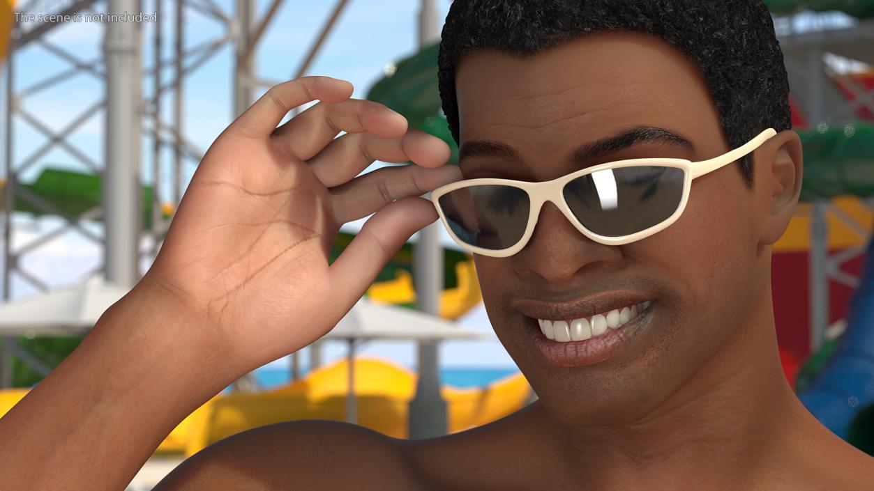 Light Skin Black Man in Swimwear Rigged 3D model